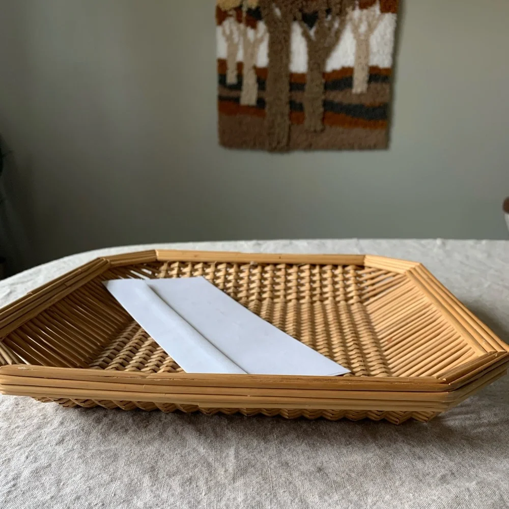 Vintage Rattan Tray Set - Picture 1 of 4
